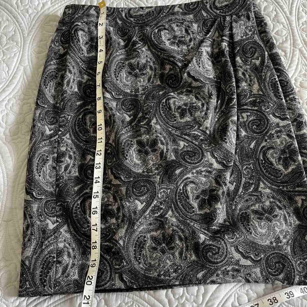 Talbots Gray Black Paisley Wrap Skirt Wool Blend Lined 6 Petite Excellent - Picture 11 of 11
